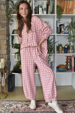 Patrick Plaid Brushed Cotton Demi Bloom Pant Foxglove